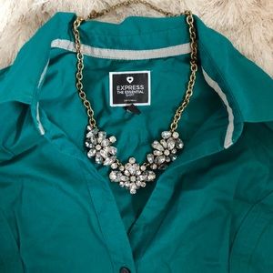Express green button down